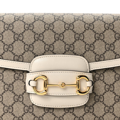GG Supreme Monogram Horsebit 1955 Shoulder Bag Beige Mystic White