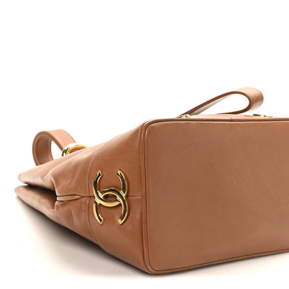 Calfskin CC Bucket Shoulder Bag Brown