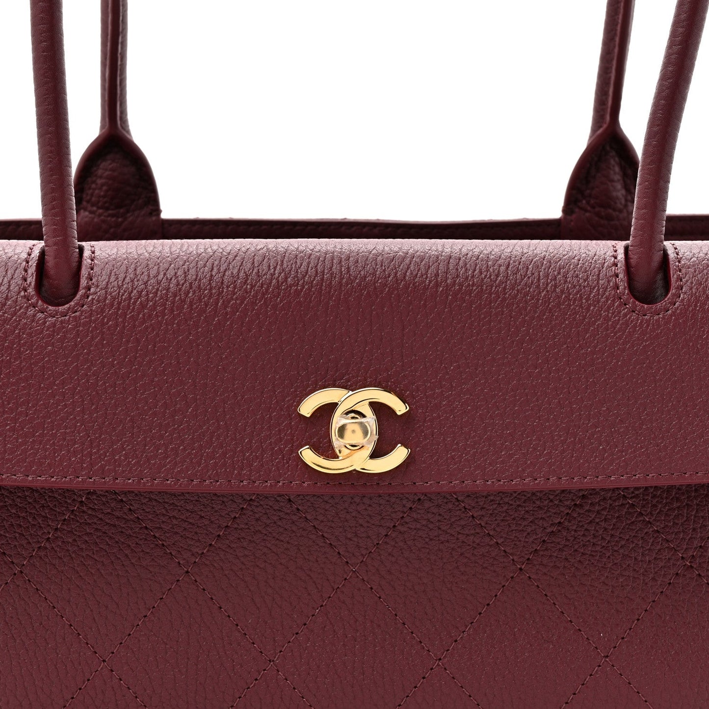 Grained Calfskin Stitched Urban Essentials Small Shopping Bag Burgundy