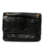 Crinkled Calfskin Matelasse Monogram Baby Niki Chain Satchel Black