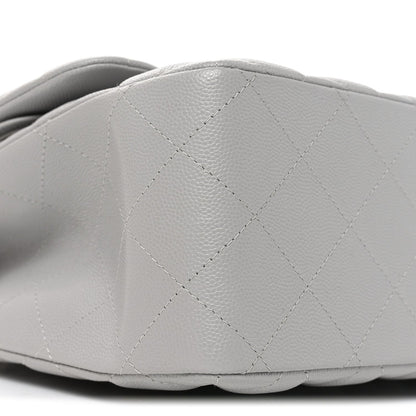 Caviar Quilted Jumbo Double Flap Grey