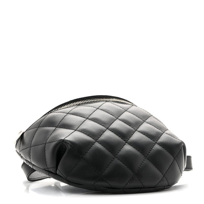 Calfskin Quilted Waist Belt Bag Black