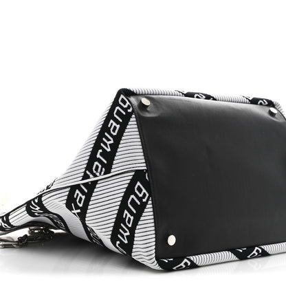 Knit Jacquard Diagonal Logo Roxy Tote White Black