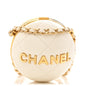 Lambskin Quilted Sphere Minaudiere Chain Clutch White