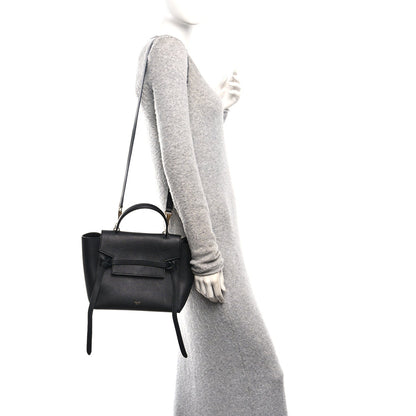 Grained Calfskin Micro Belt Bag Black