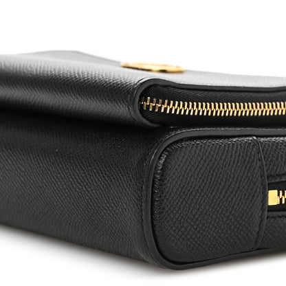 Grained Calfskin Caro Double Pouch Black