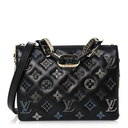 Lambskin Crystal Embellished Monogram Coussin BB Black
