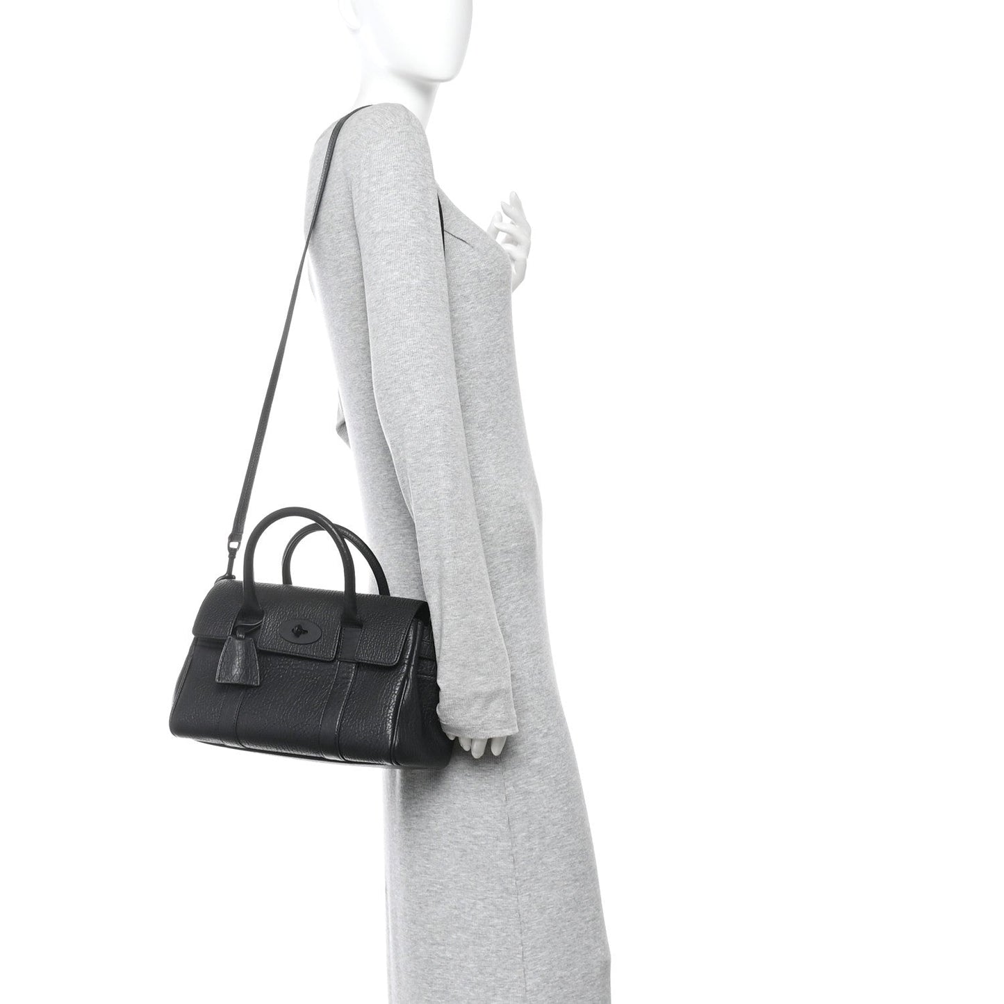 Natural Grain Small Bayswater Satchel Black