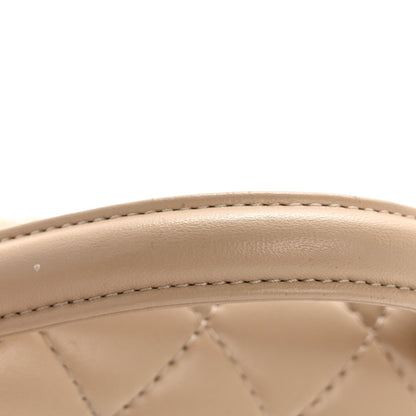 Lambskin Quilted Small Flap Top Handle Bag Beige