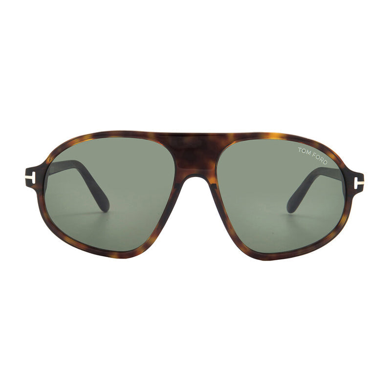 Tom Ford Sunglasses Aviator Full Rim, Dark Havana Frame and Green Lens FT117852N