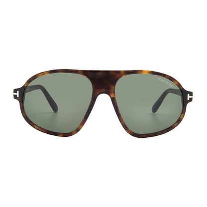 Tom Ford Sunglasses Aviator Full Rim, Dark Havana Frame and Green Lens FT117852N