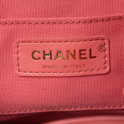 Lambskin Quilted Small Duma Drawstring Backpack Pink