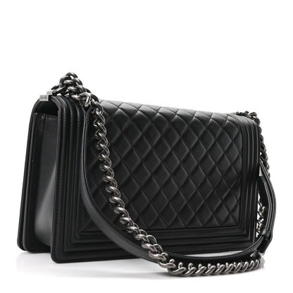 Calfskin Quilted New Medium Boy Flap Black