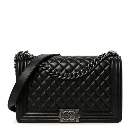 Calfskin Quilted New Medium Boy Flap Black