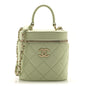 Lambskin Quilted Trendy Vanity Case Sea Green