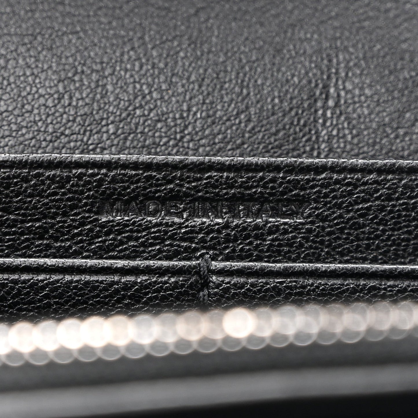 Sheepskin Tri-Quilt Monogram Envelope Chain Wallet Black