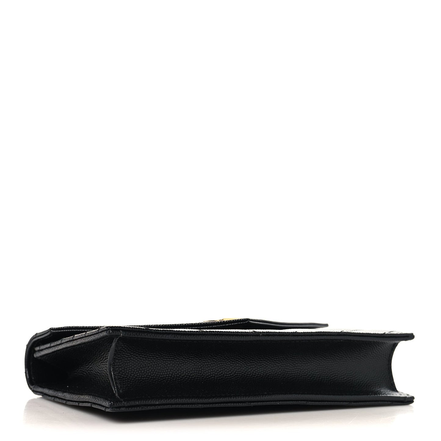 Grain De Poudre Matelasse Chevron Monogram Envelope Chain Wallet Black