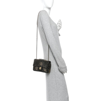 Velvet Strass Evening Flap Bag Black Gold