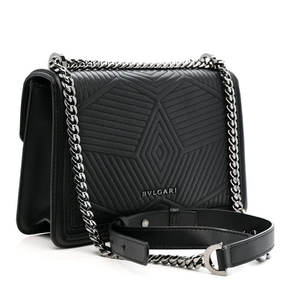 Quilted Nappa Smooth Calfskin Serpenti Forever Diamond Blast Shoulder Bag Black