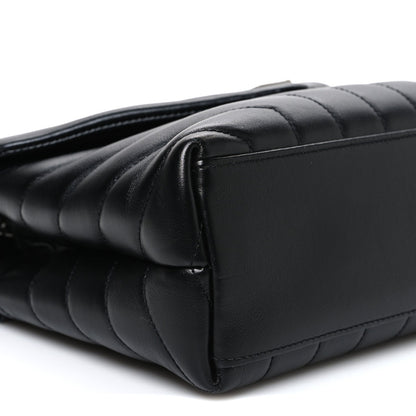 Calfskin Y Quilted Monogram Small Loulou Chain Satchel Black