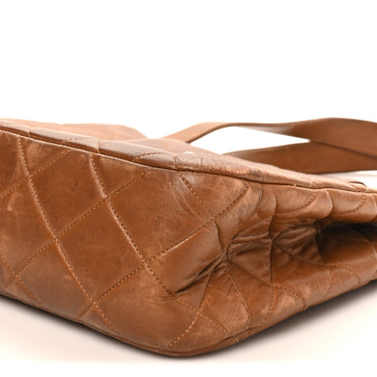 Lambskin Quilted Shoulder Bag Brown