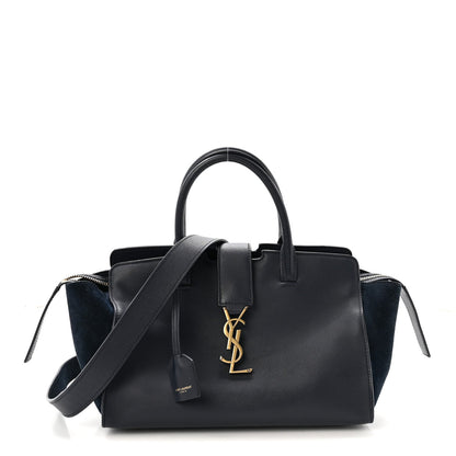 Calfskin Suede Small Monogram Downtown Cabas Navy Blue