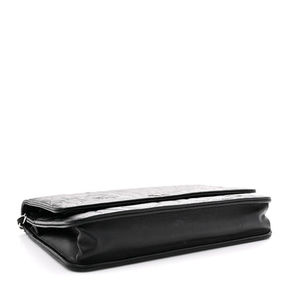 Lambskin Camellia Embossed Wallet On Chain WOC Black