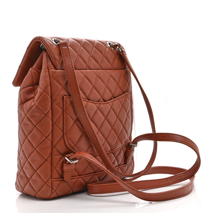 Lambskin Quilted Small Urban Spirit Backpack Brown