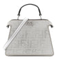 Crystal Vitello Laminato FF Petite Peekaboo I SEE U Satchel Crystal Argento