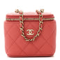 Caviar Quilted Mini Vanity Case With Chain Dark Pink