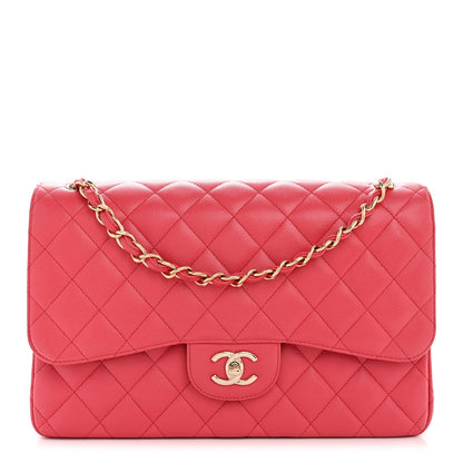 Caviar Quilted Jumbo Double Flap Dark Pink