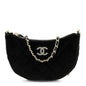 Velvet Crystal Quilted Chain Hobo Black