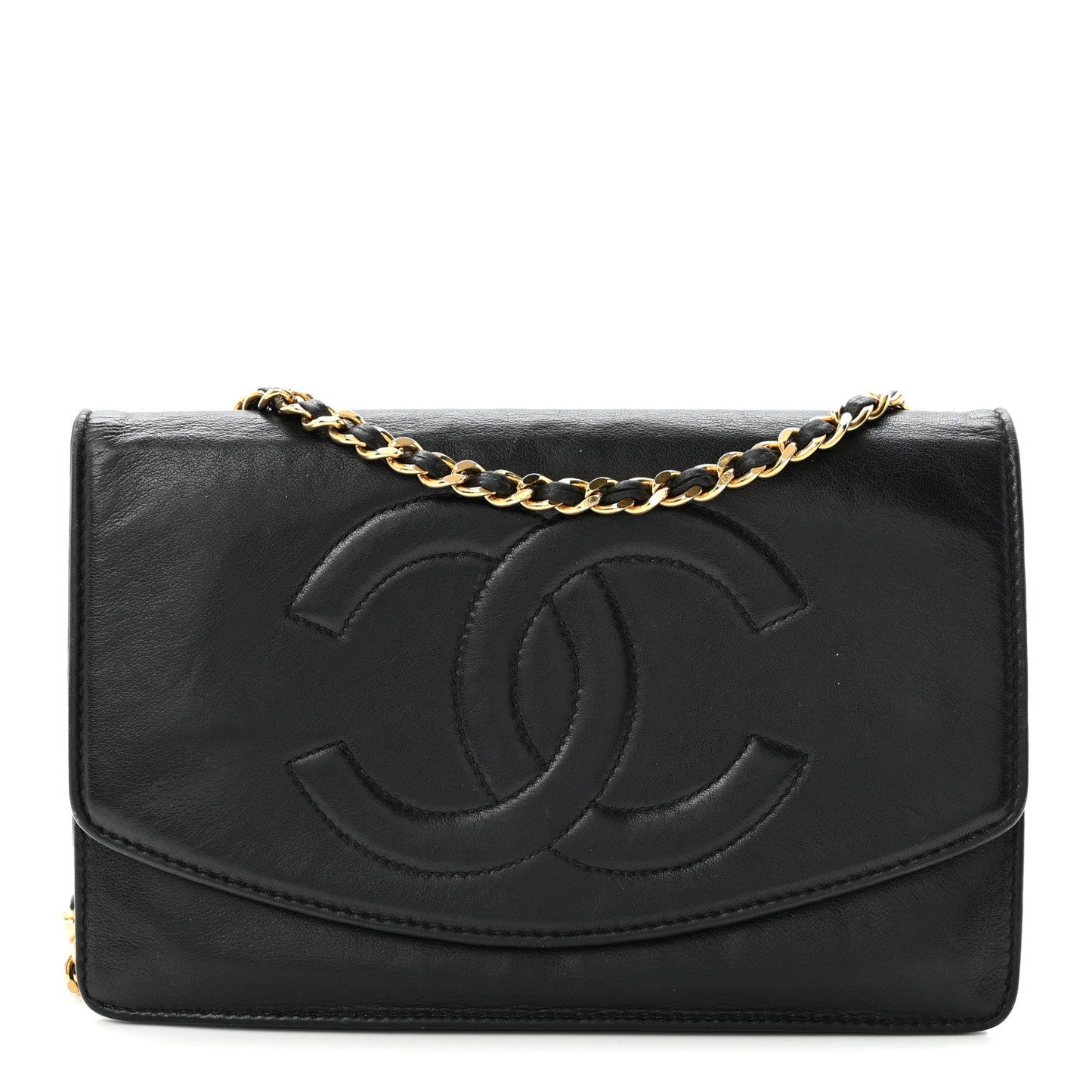Lambskin Timeless CC Wallet On Chain WOC Black