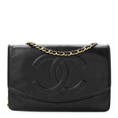 Lambskin Timeless CC Wallet On Chain WOC Black