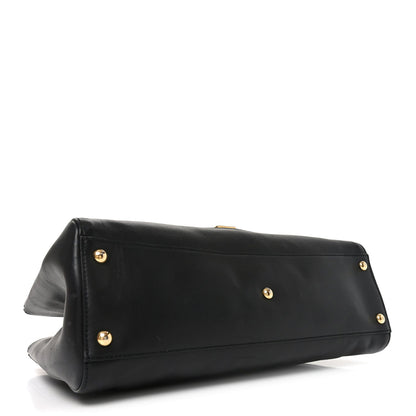 Calfskin Large Sylvie Top Handle Tote Black