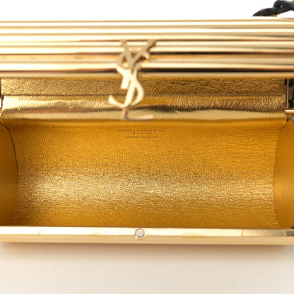 Ribbed Plexiglass Lambskin Fringe Monogram Opium Box Bag Gold
