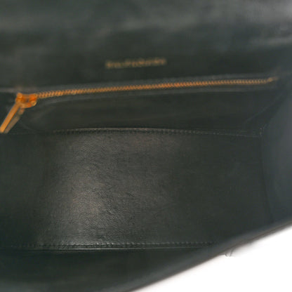 Shiny Box Calfskin Small Hourglass Top Handle Bag Black