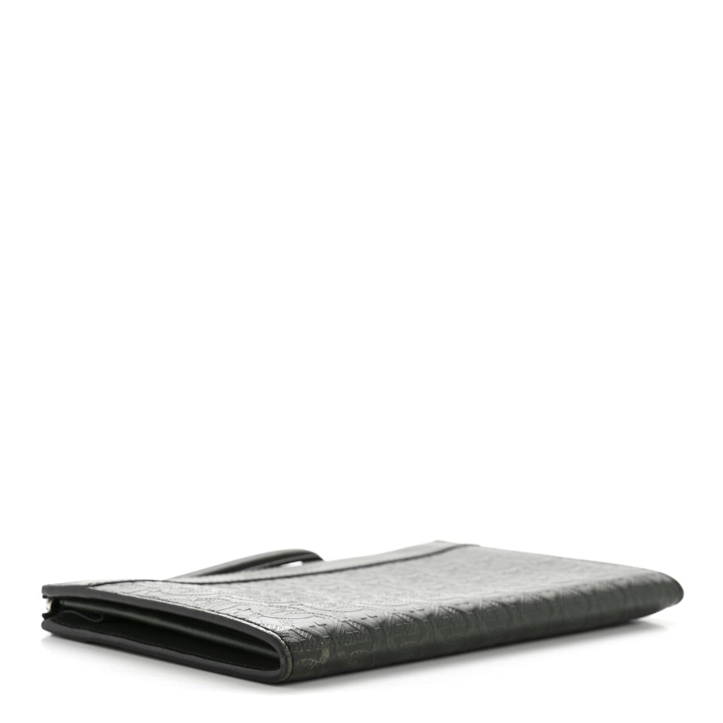Calfskin Gancini Embossed Wristlet Clutch Dark Green