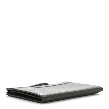 Calfskin Gancini Embossed Wristlet Clutch Dark Green