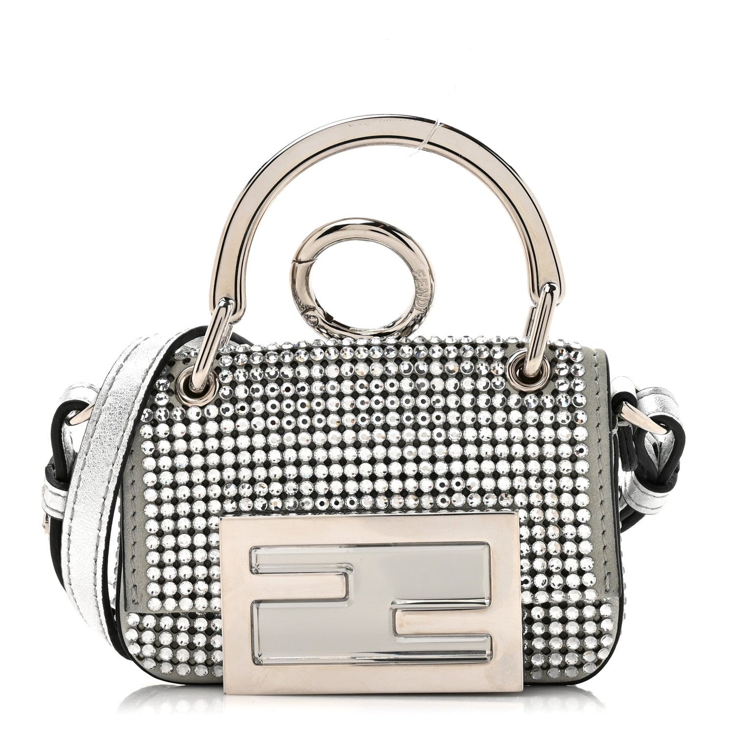 Nubuck Crystal Catalan Mirror Nano Maxi Buckle Baguette Charm Pietra Argento