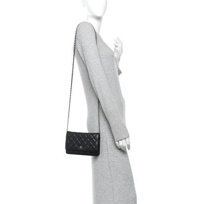 Caviar Quilted Wallet on Chain WOC Black