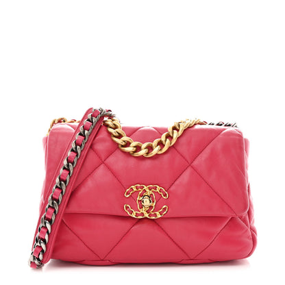 Lambskin Quilted Medium Chanel 19 Flap Dark Pink