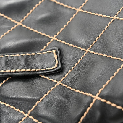 Calfskin Stitch Small Surpique Tote Black