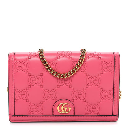 Calfskin GG Matelasse Chain Wallet Rhodamine Pink