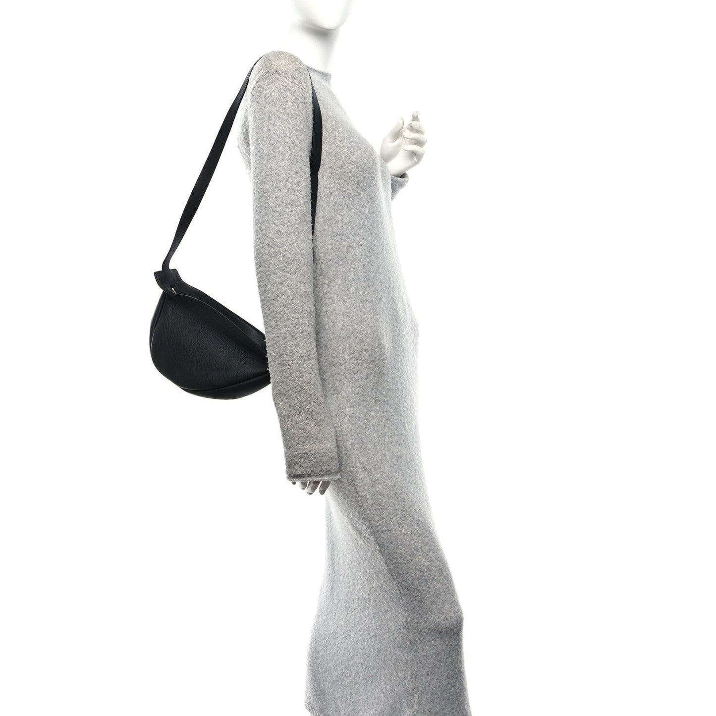 Grained Calfskin Small Slouchy Banana Bag Black