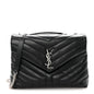 Calfskin Y Quilted Monogram Medium Loulou Chain Satchel Black