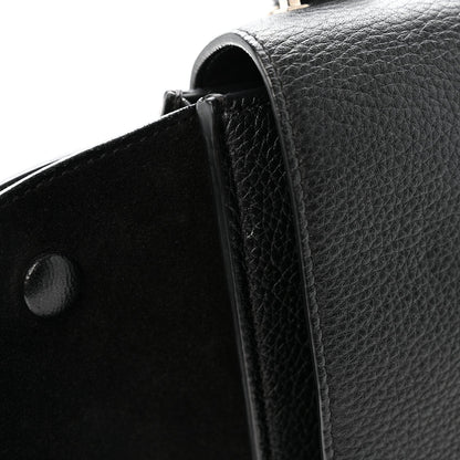 Drummed Calfskin Suede Medium Trapeze Black