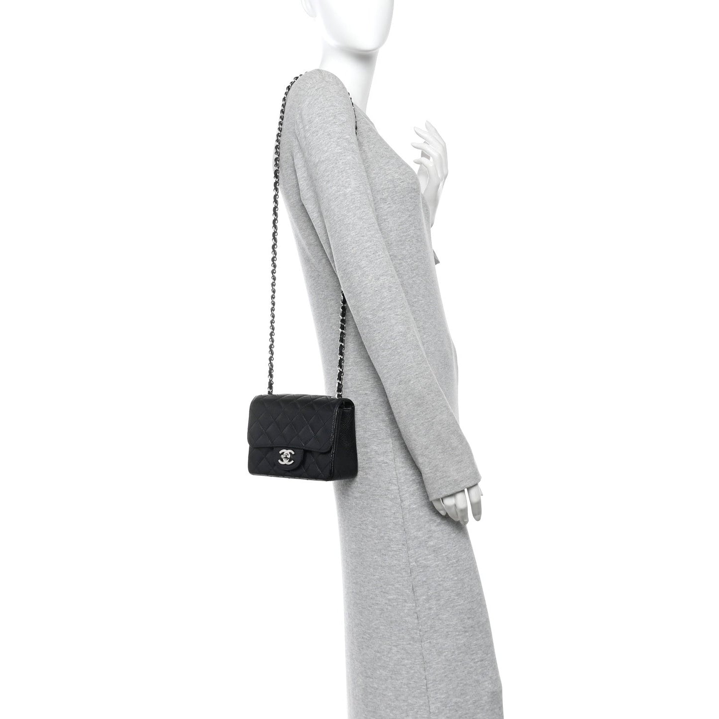 Caviar Quilted Mini Square Flap Black