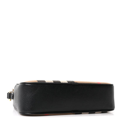 Giant Check Calfskin Large Camera Bag Black