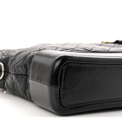 Aged Calfskin Quilted Large Gabrielle Hobo Black